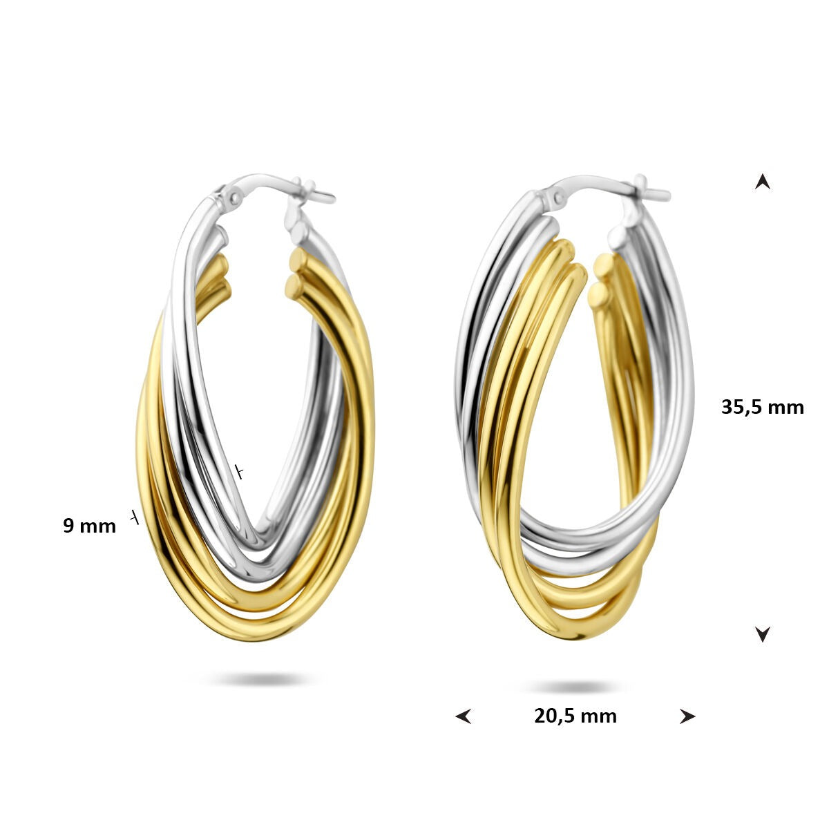 Créoles ovales en argent plaqué or et rhodié bicolores – contrastes élégants