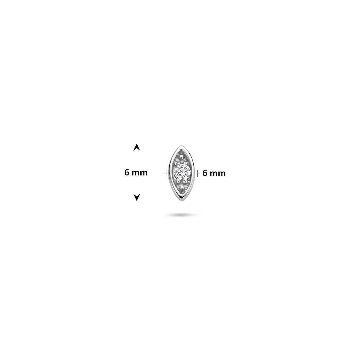 Piercing en argent rhodié à dos plat en forme d'œil maléfique avec zircone