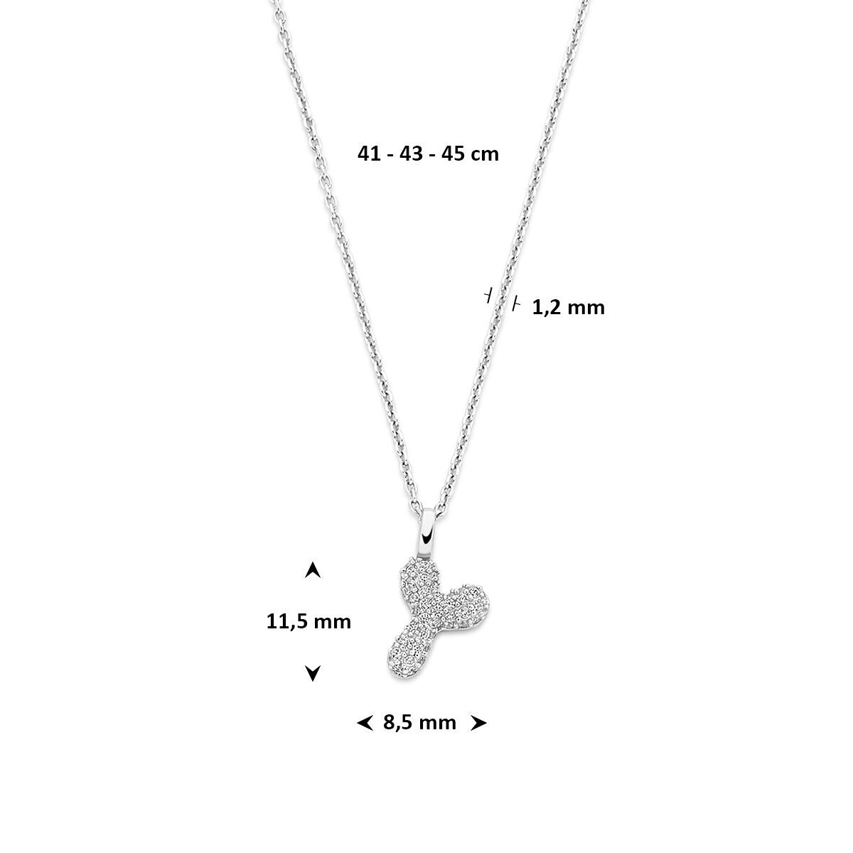 Collier en argent 925 rhodié avec lettre et zircone