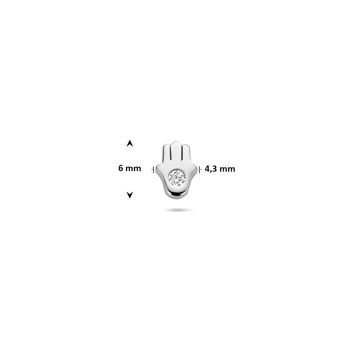 Piercing plate arrière en argent Main de Fatima – rhodié 925 avec zircone