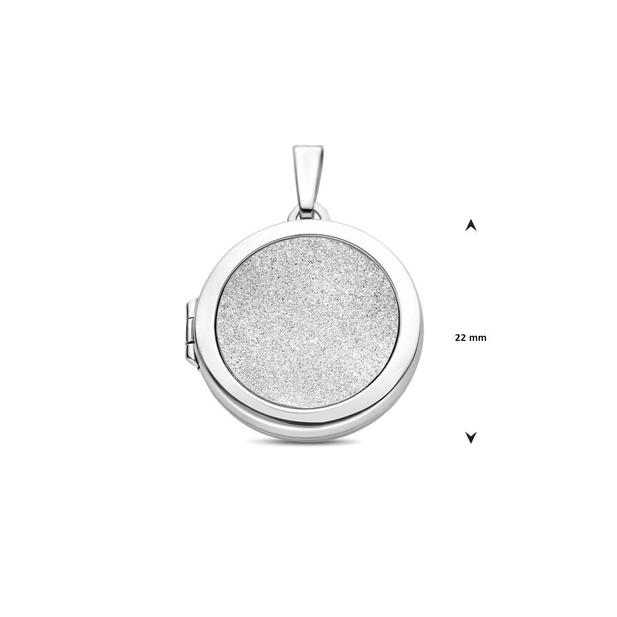 Médaillon en argent – rhodié 925 argent avec finition poli/glitter diamantée