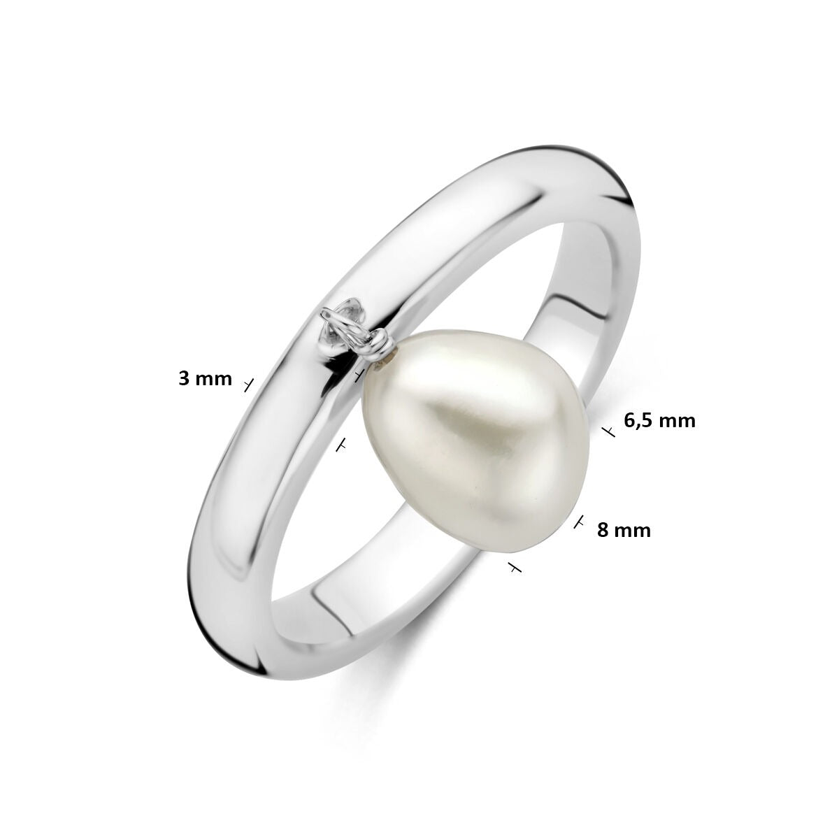 Bague en argent 925 rhodié avec perle
