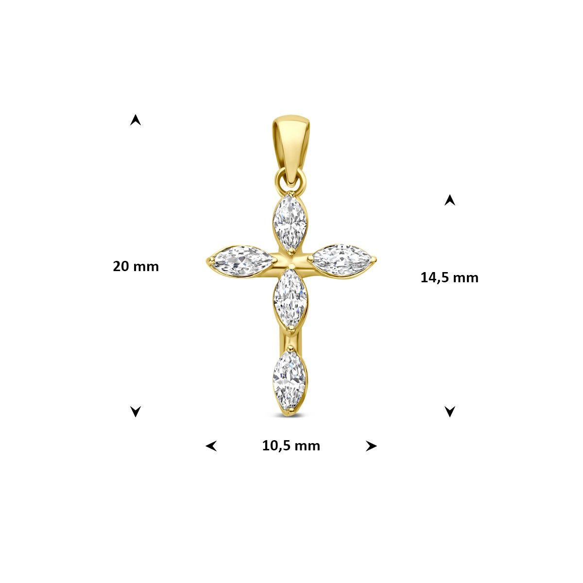 pendentif croix en or jaune 14k avec zircone