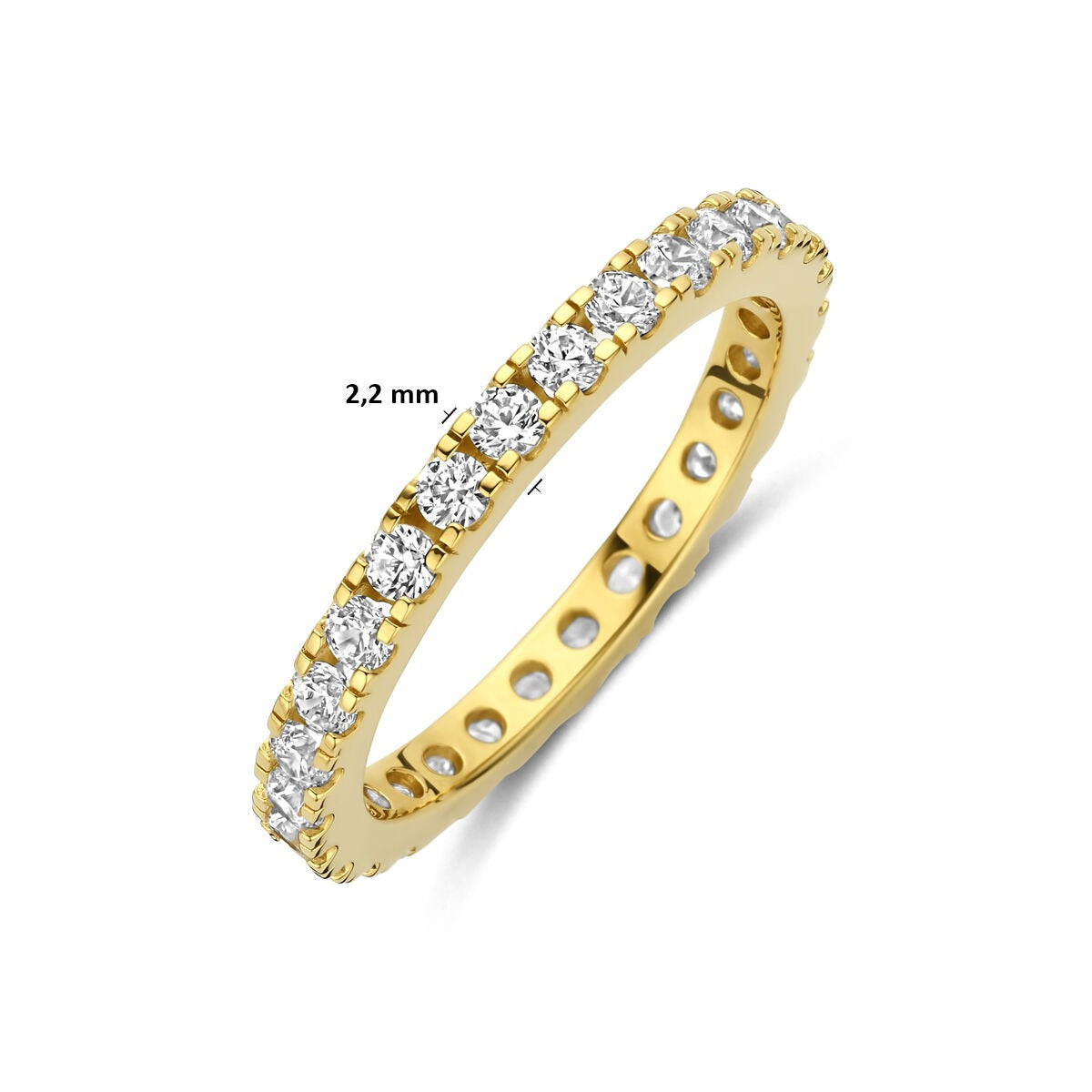 Bague en argent 925 plaqué or avec zircone 2.2 mm