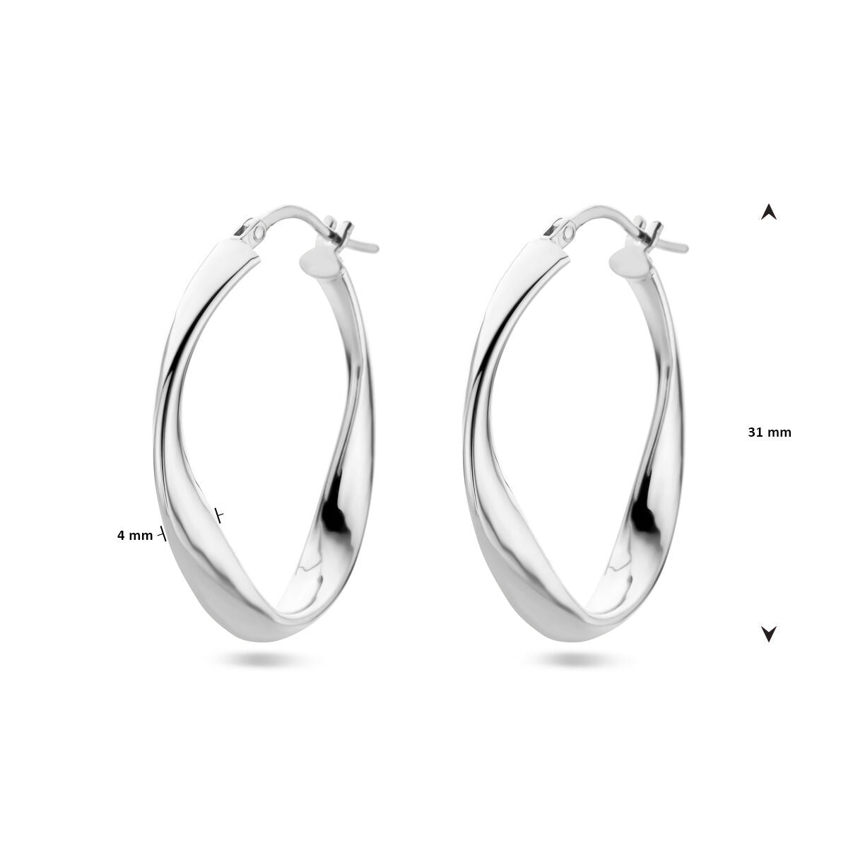Boucles d'oreilles en argent pour femme – rhodiées 31 mm