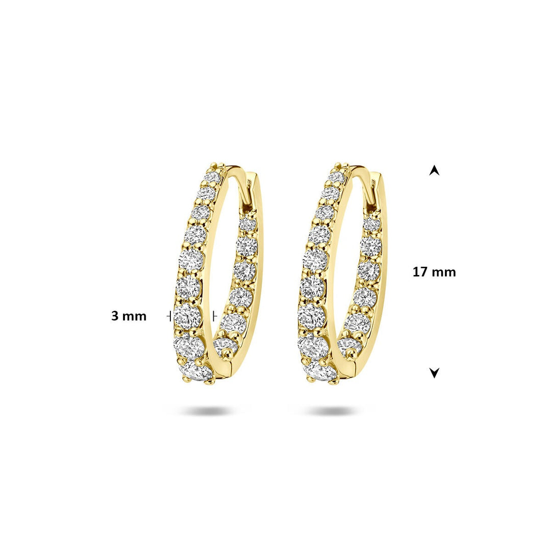 14k Geelgouden klapoorringen met lab grown diamant 0,95 ct