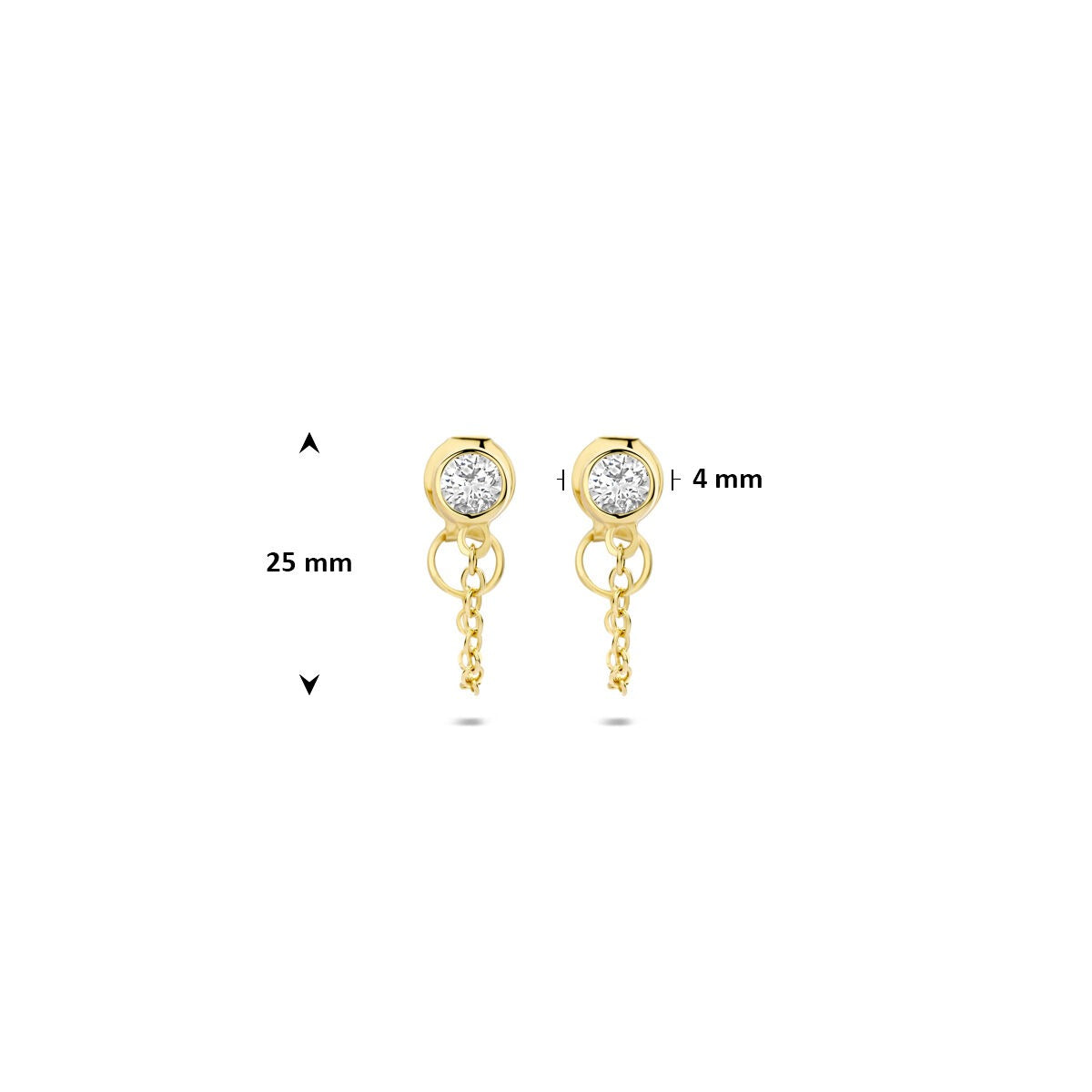 Boucles d'oreilles plaquées or en argent avec zircone - argent 925