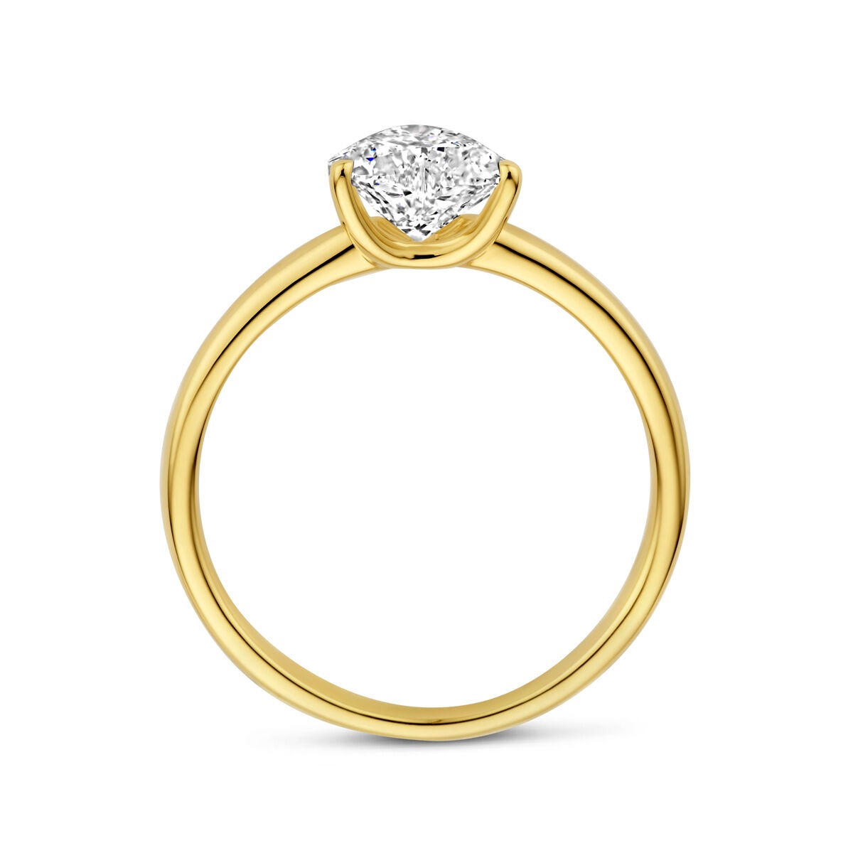 Bague en or jaune 14k avec diamant lab grown en forme de cœur 1.00ct