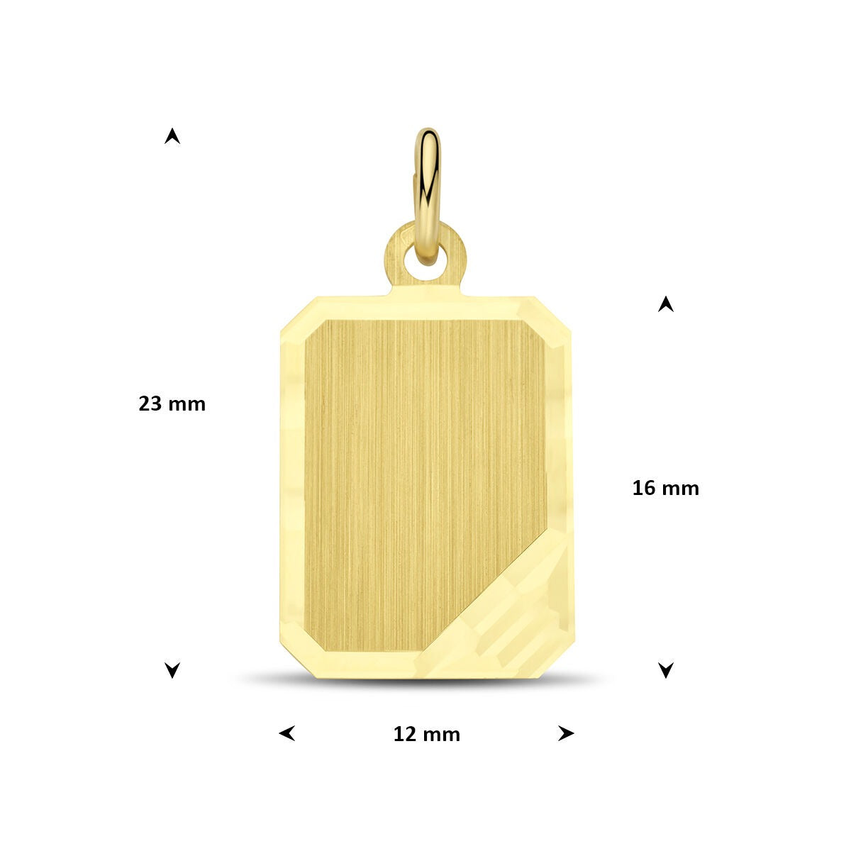 pendentif rectangulaire en or jaune 9k