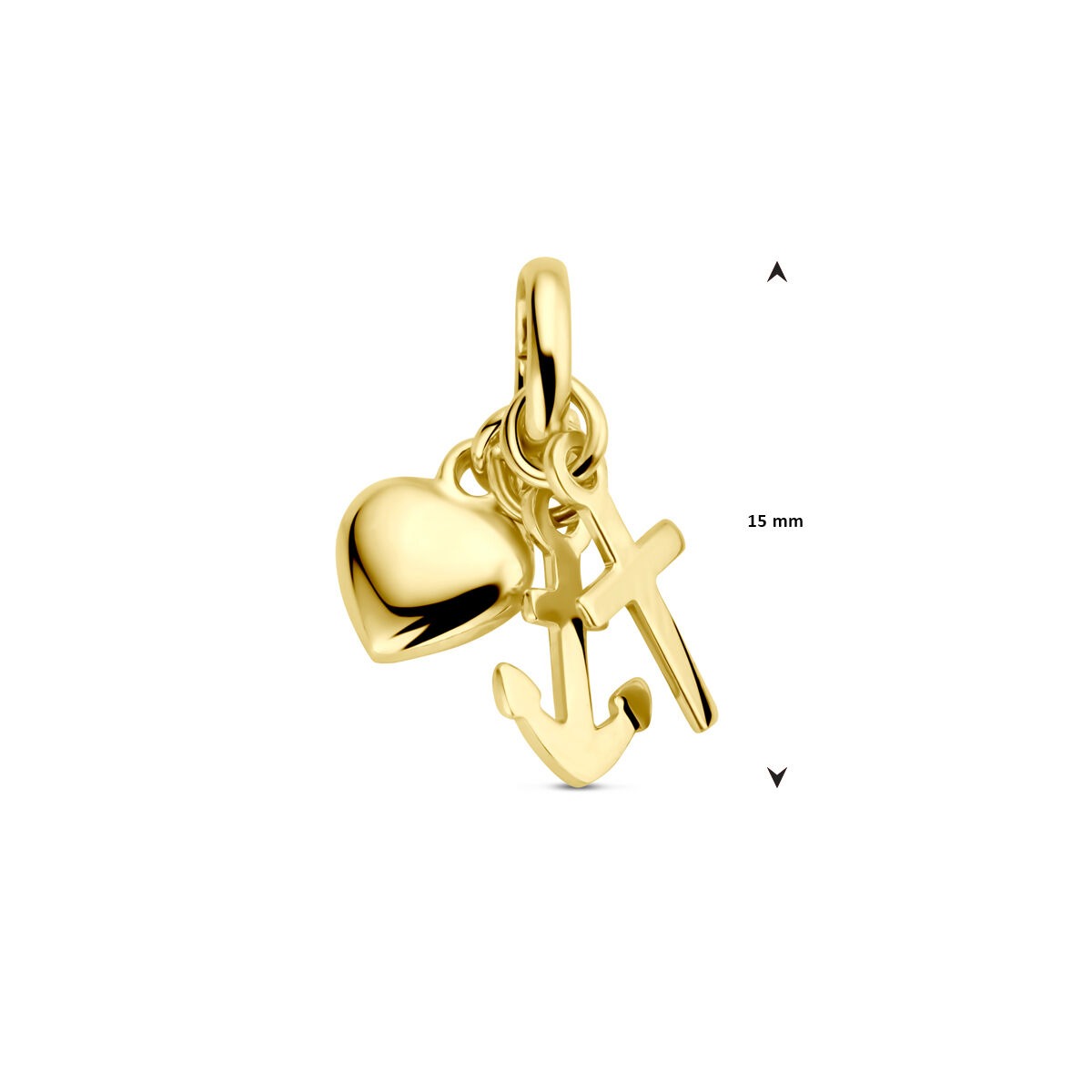 Pendentif or foi, espoir et amour – 9k or jaune