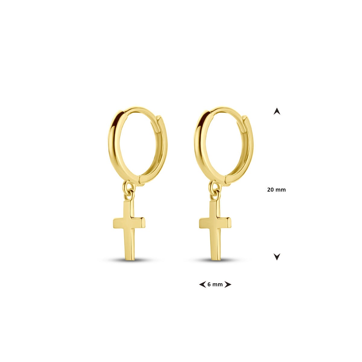 14k Geelgouden klapoorringen met kruis