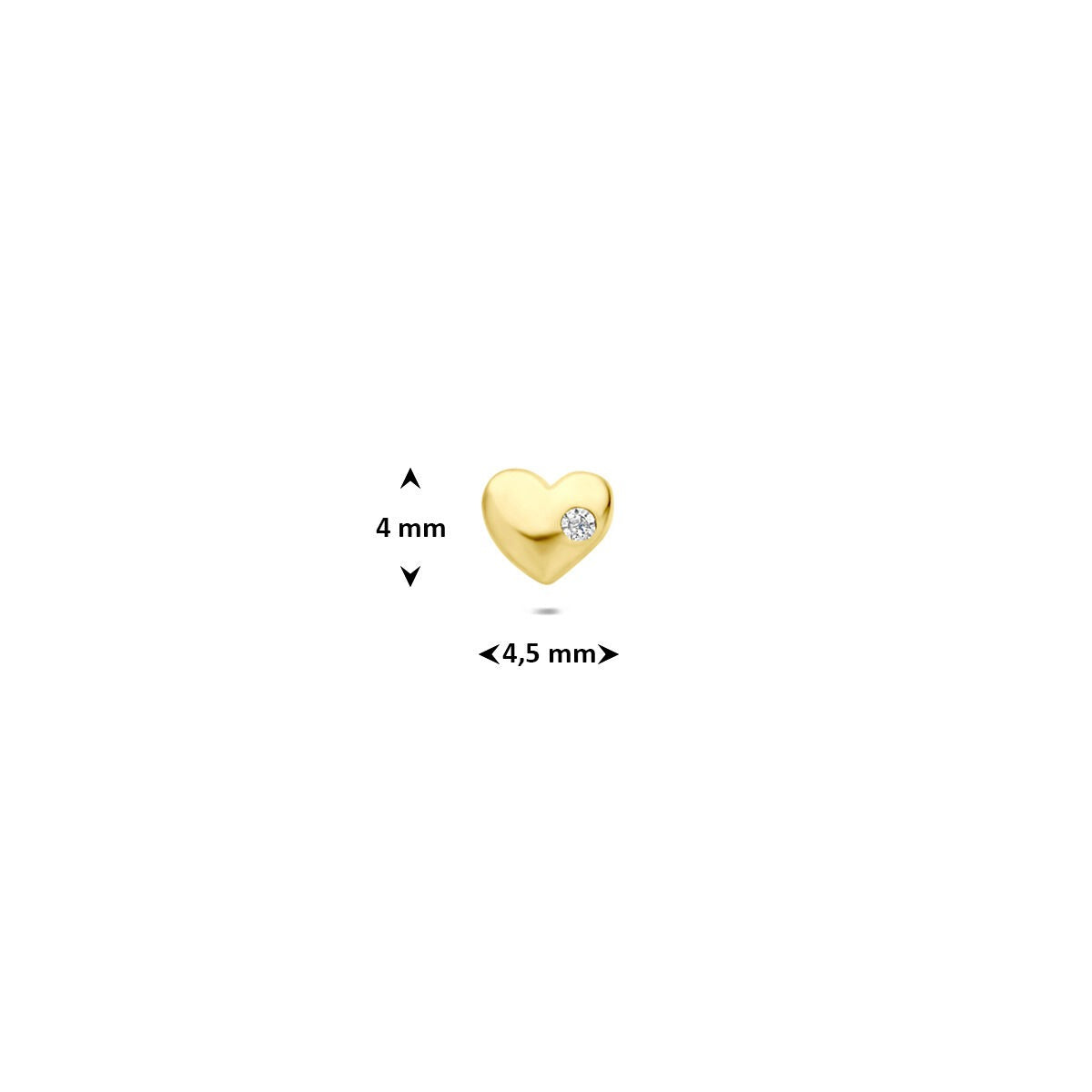 piercing en or jaune 9k avec cœur et zircone