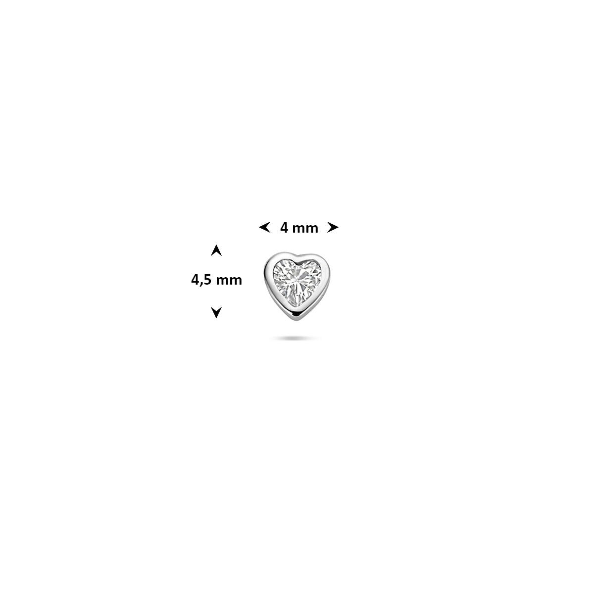 Piercing plat arrière en argent en forme de cœur avec zircone – rhodié 925