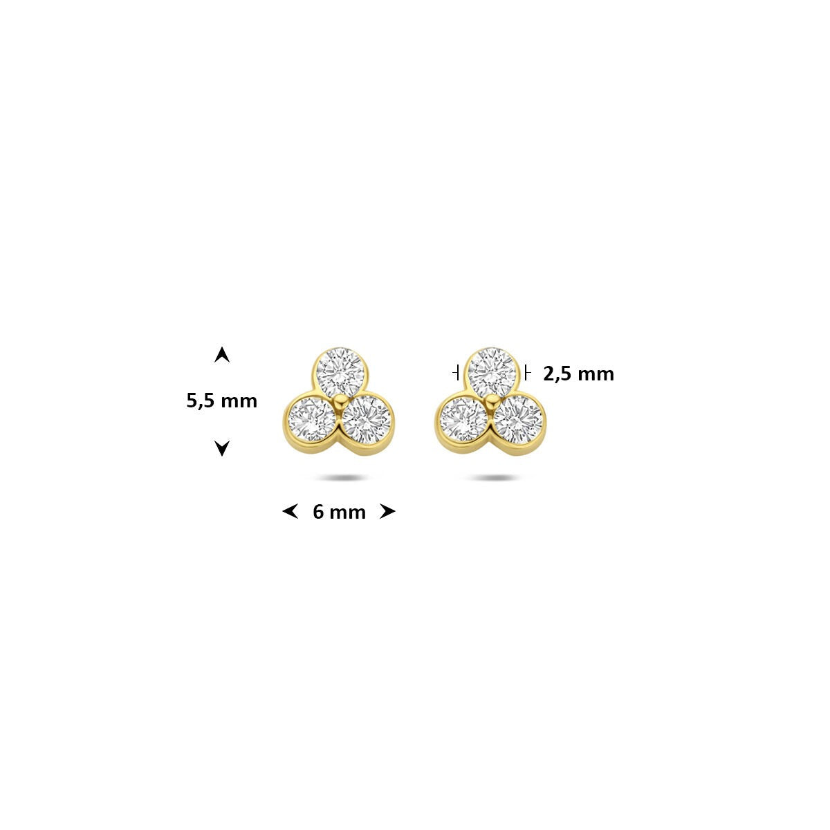 puces d'oreilles en or jaune 14k avec diamant lab grown 0,52 ct