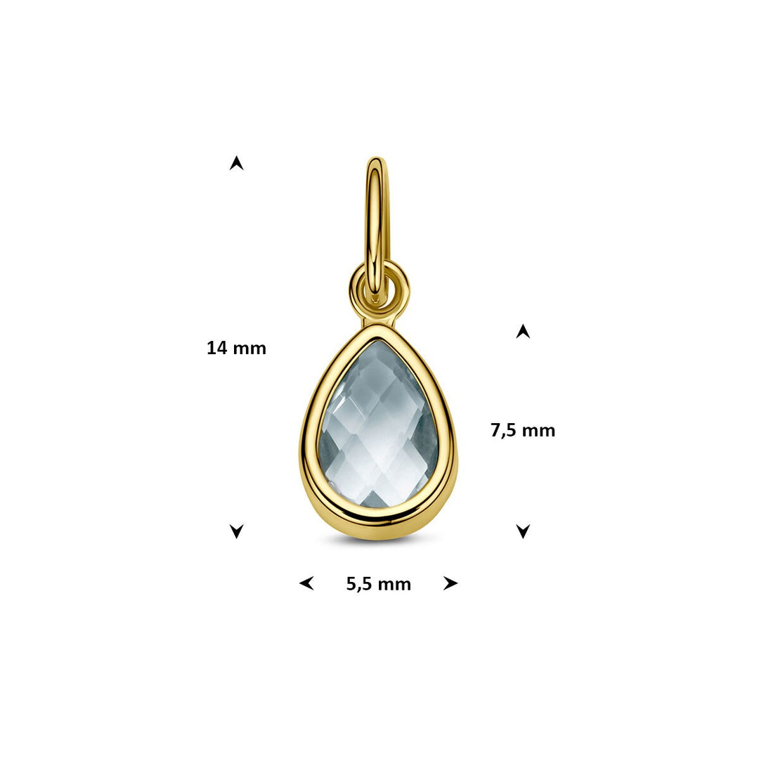 9k Geelgouden hanger met blauwe topaas