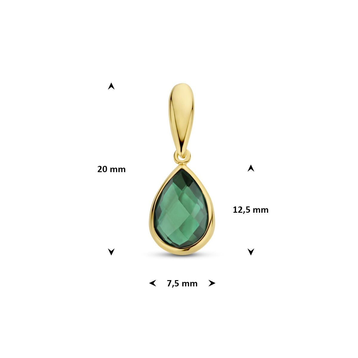pendentif en or jaune 9k avec agate verte