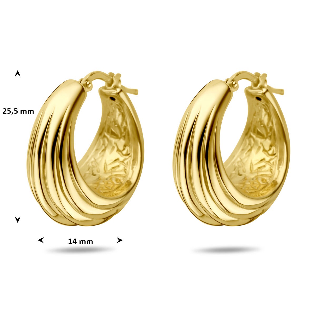Créoles en argent 925 plaqué or 25,5 x 14 mm pour femme