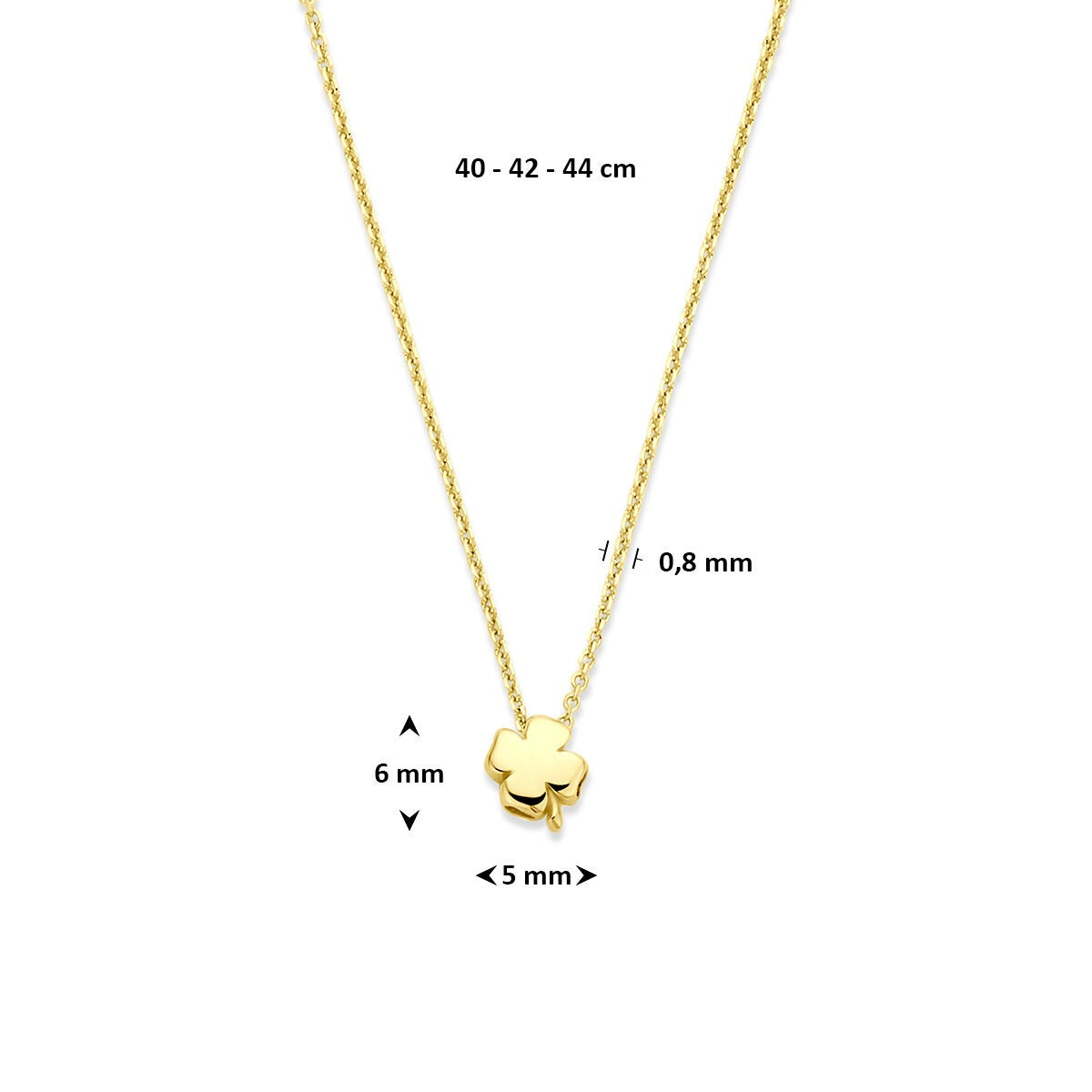 Collier en or jaune 14k avec trèfle
