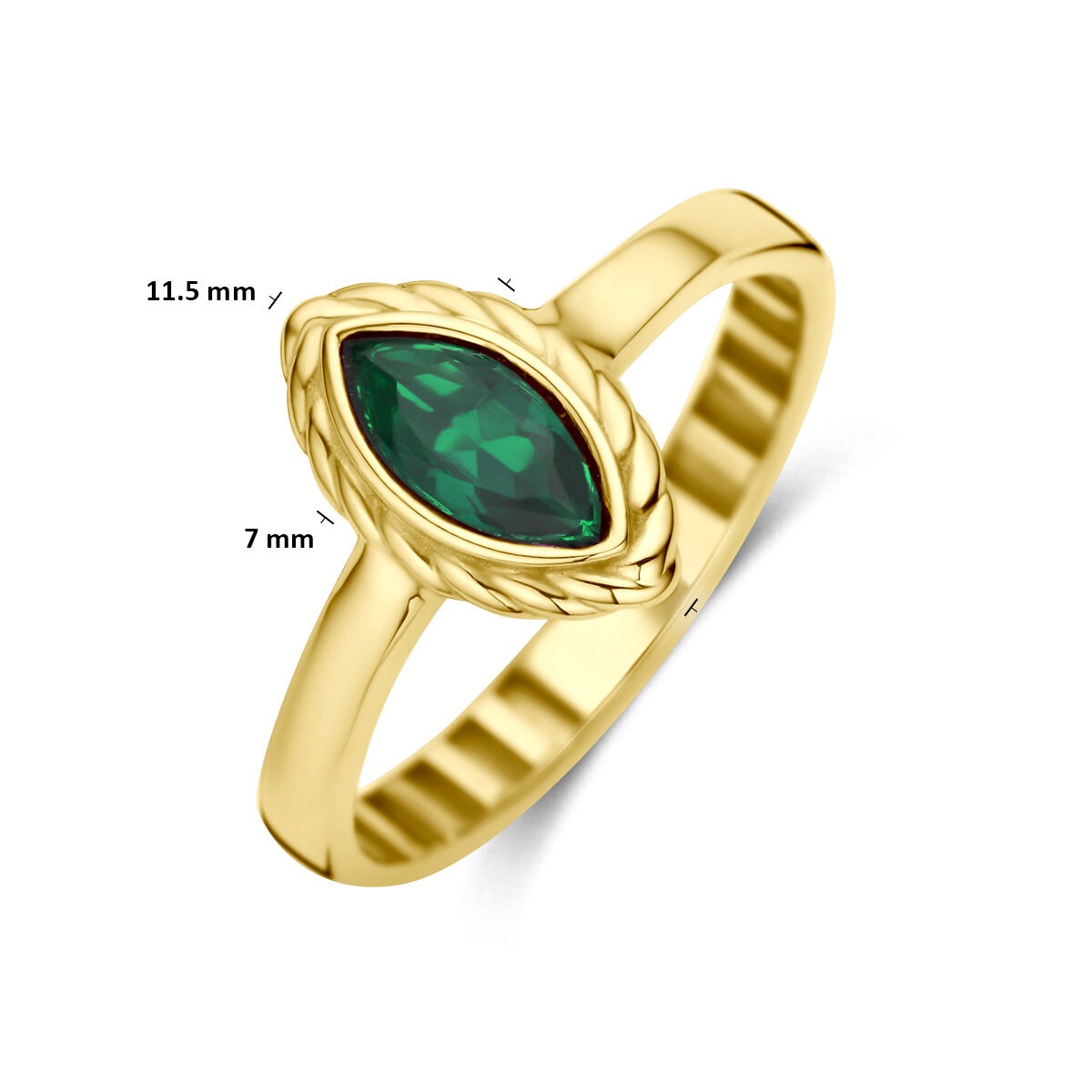 bague en or jaune 9k avec zircone verte