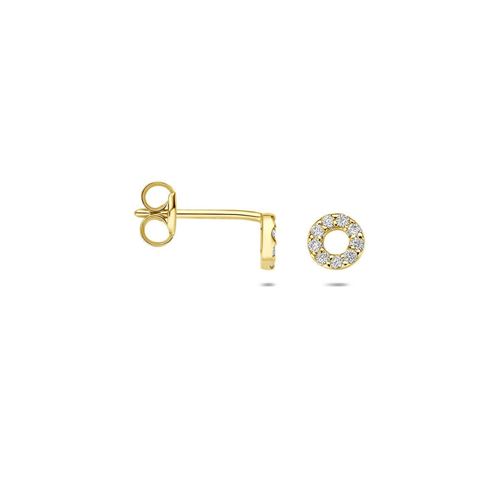 14k Geelgouden oorknoppen met lab grown diamant 0,092 ct
