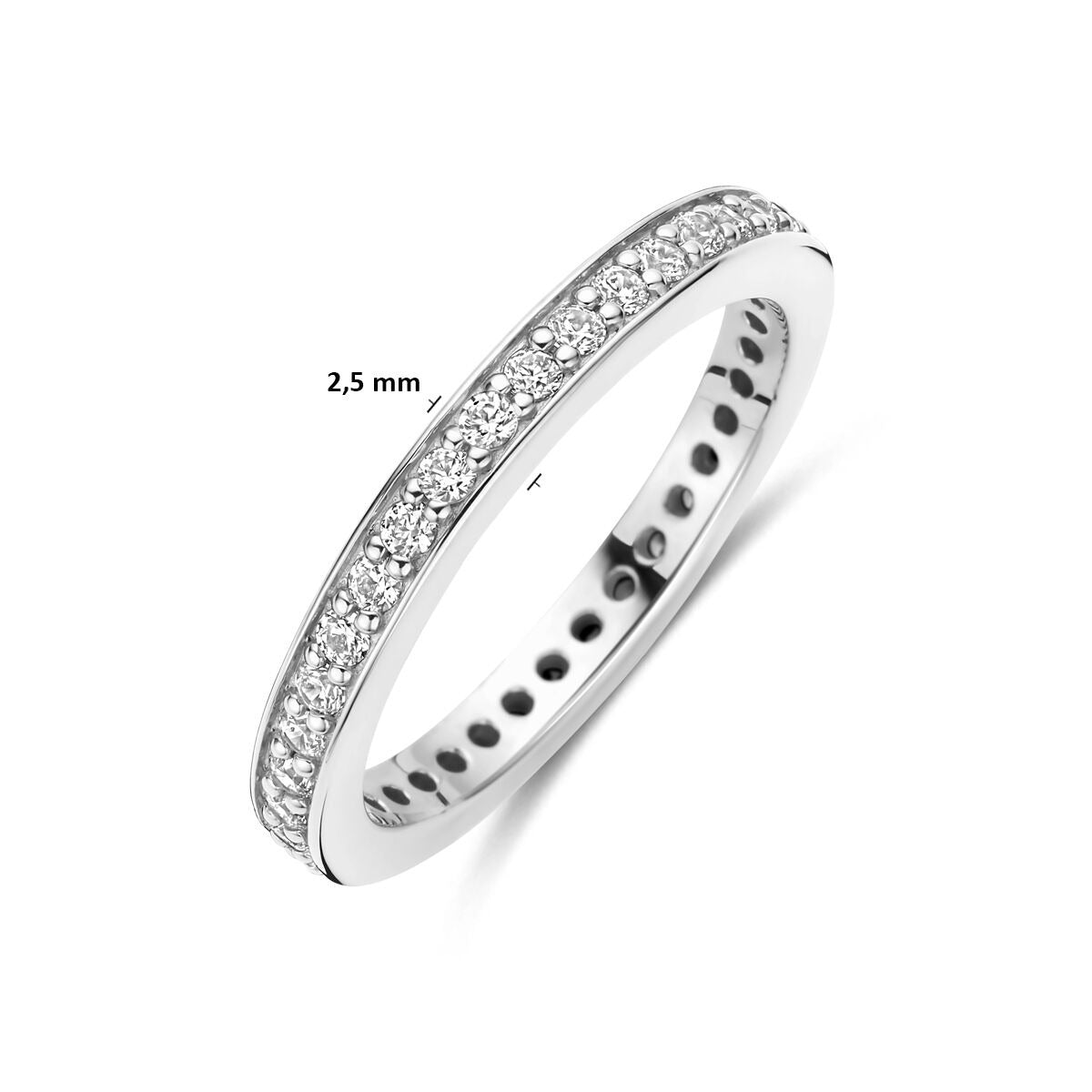 Bague en argent 925 rhodiée avec zircone 2,5 mm