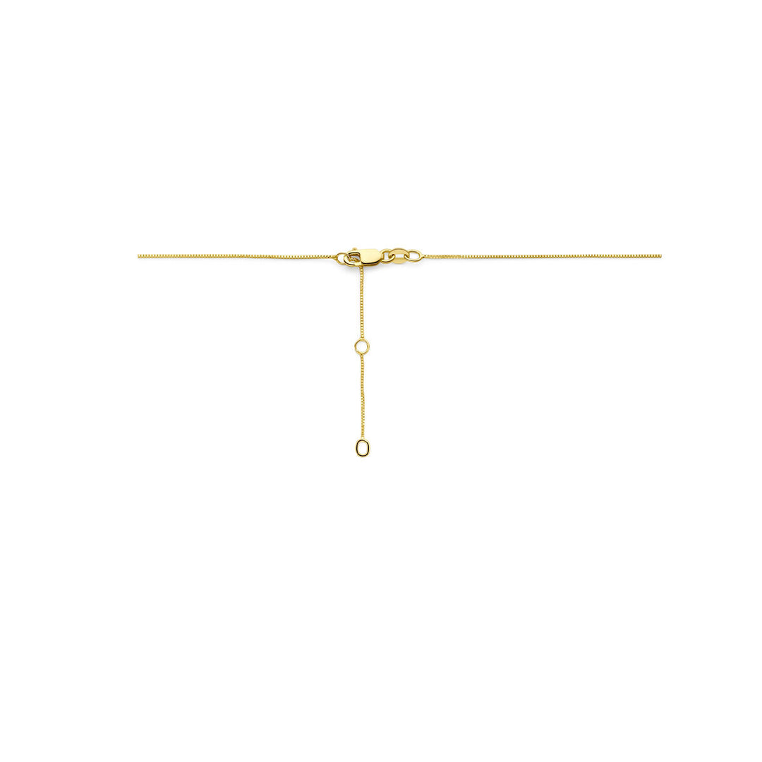 14k Geelgouden collier met London Blue topaas en diamant