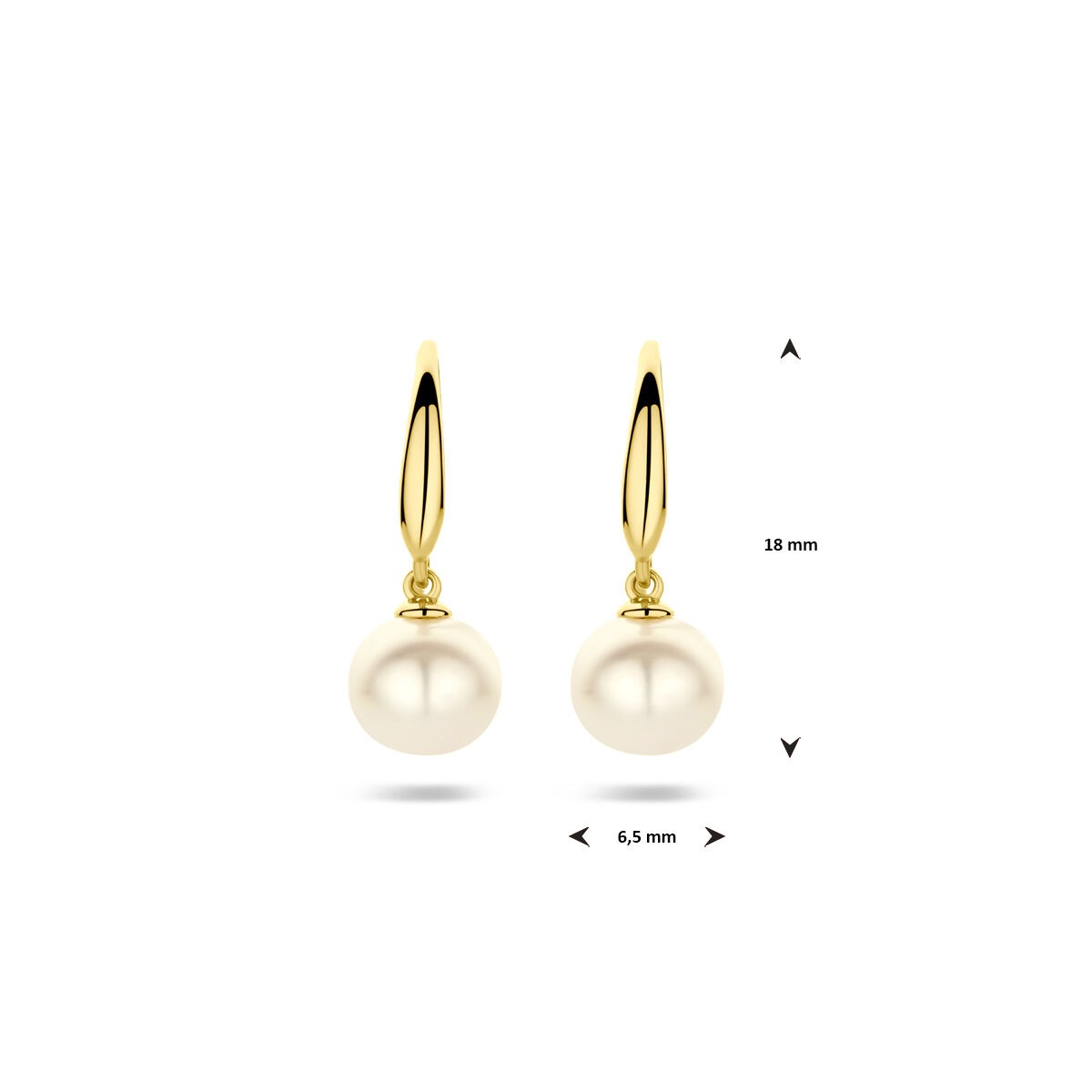 Boucles d'oreilles en or jaune 9k avec perle d'eau douce