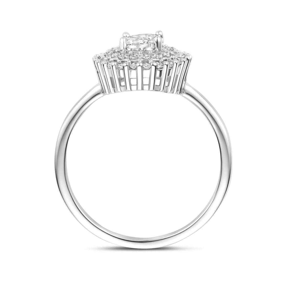 Bague en argent pour femme avec zircone ovale - sertissage entourage