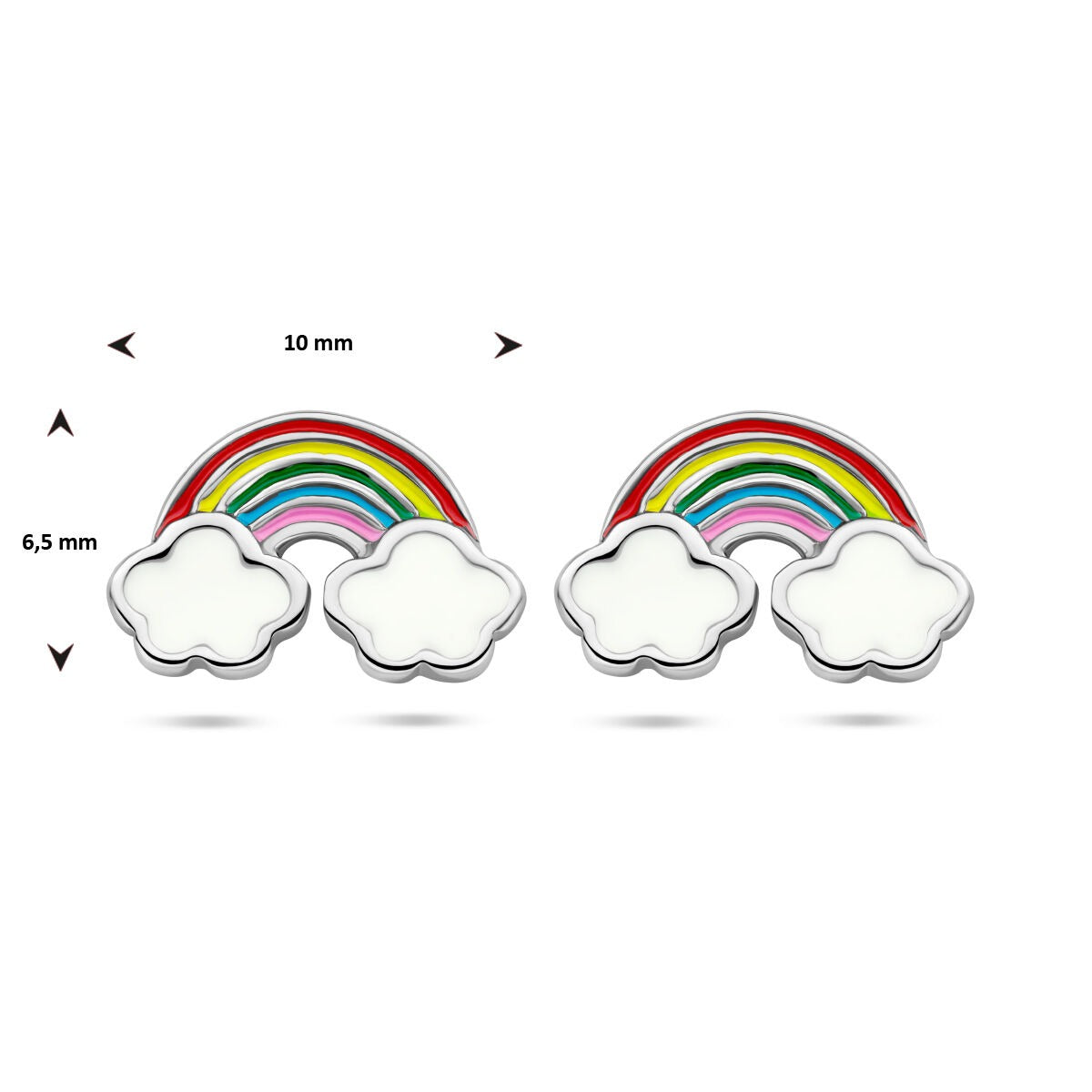 Puces d'oreilles en argent rhodié arc-en-ciel avec nuages