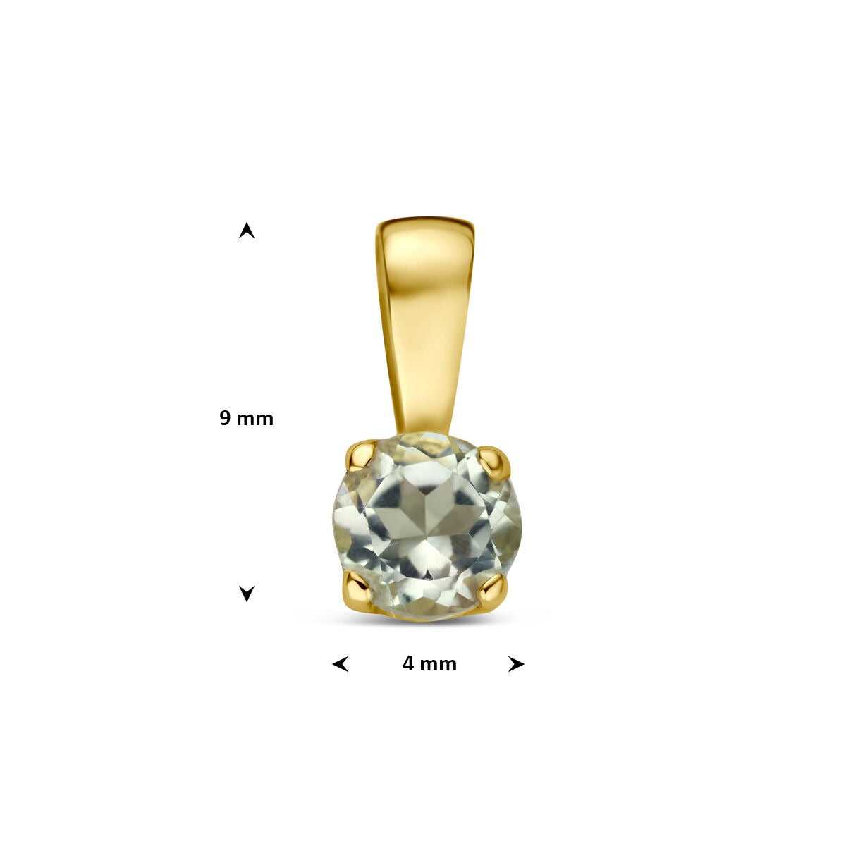 pendentif en or jaune 14k avec améthyste verte