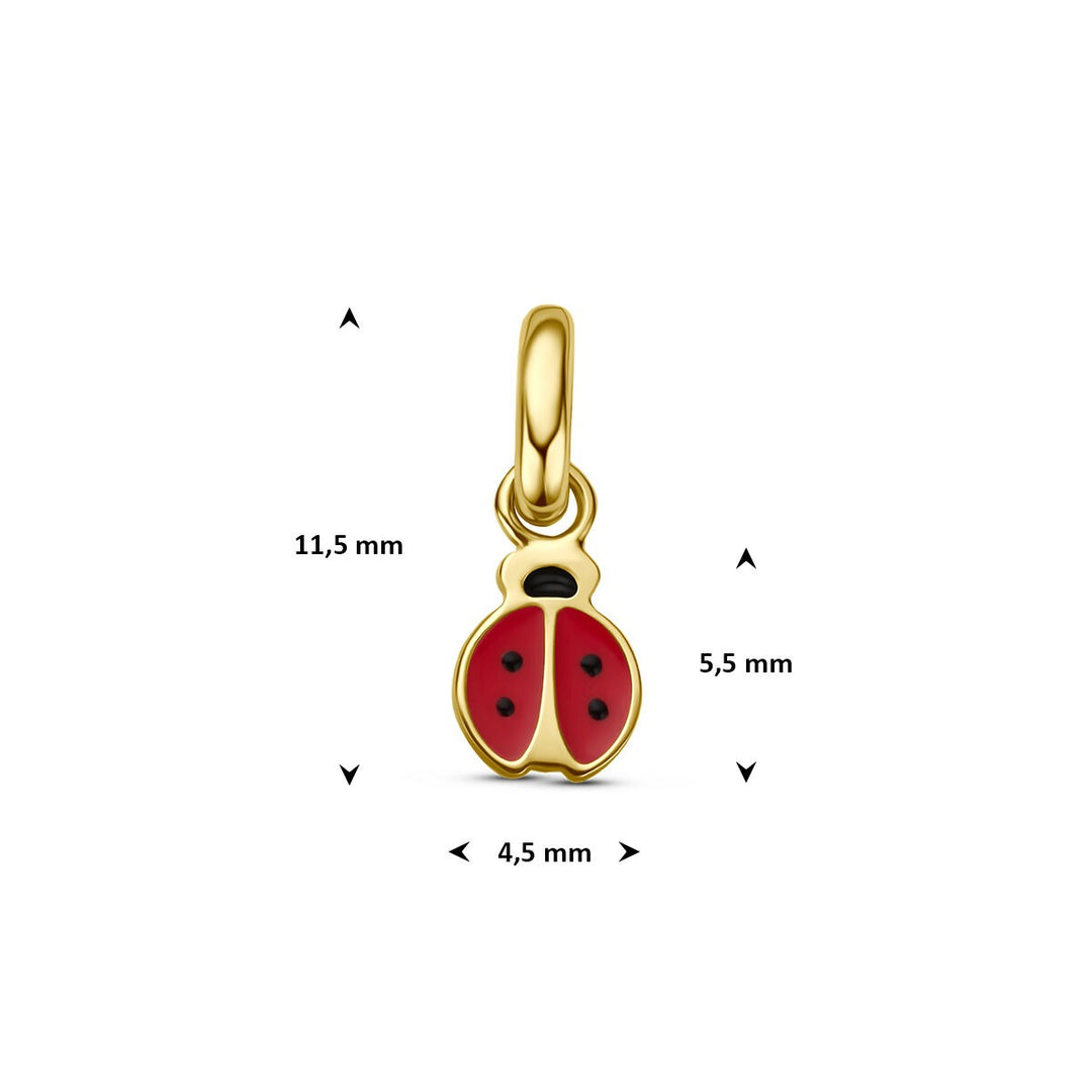 14k Geelgouden lieveheersbeestje hanger met emaille