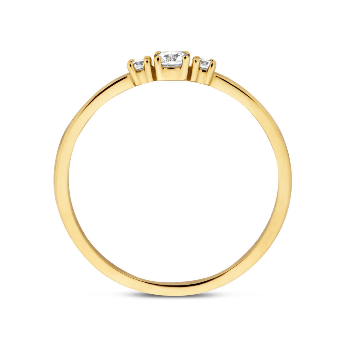 Bague pour femme en or jaune 9k avec rangée de zircones
