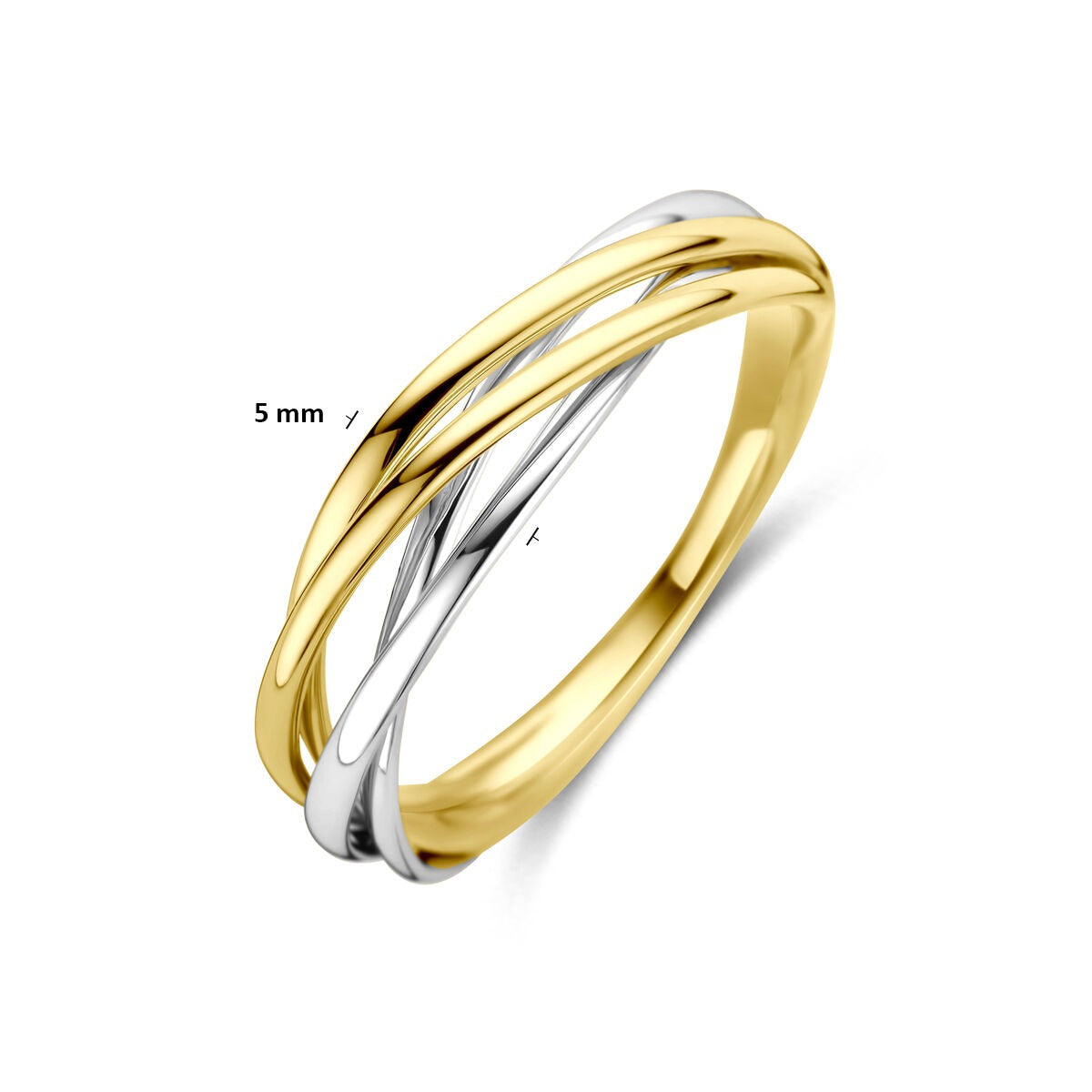 bague pour femme en or jaune et or blanc bicolore 5mm de large