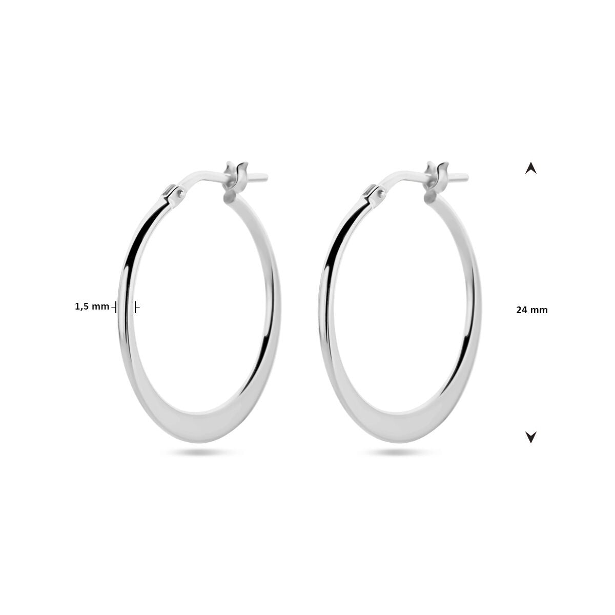 Créoles en argent rhodié 24 mm