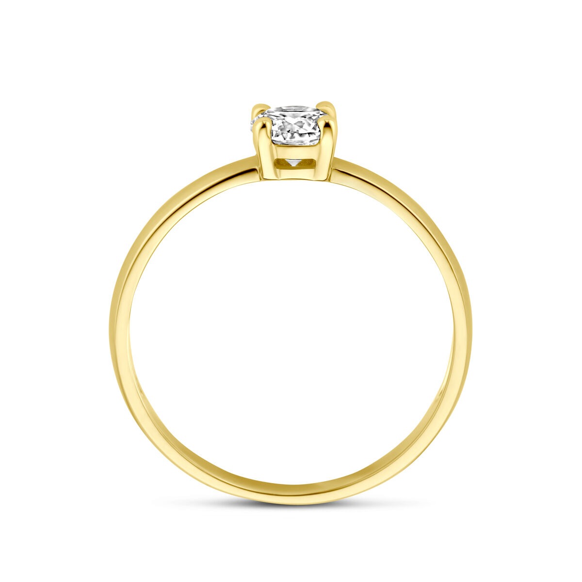 Bague pour femme en or jaune 9k avec zircone en sertissage solitaire