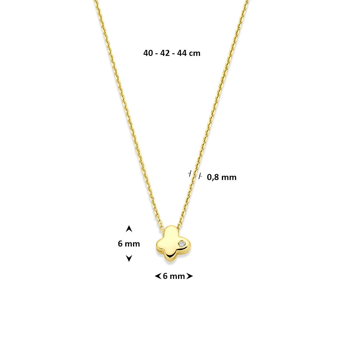 Collier en or jaune 14k avec papillon et diamant cultivé en laboratoire