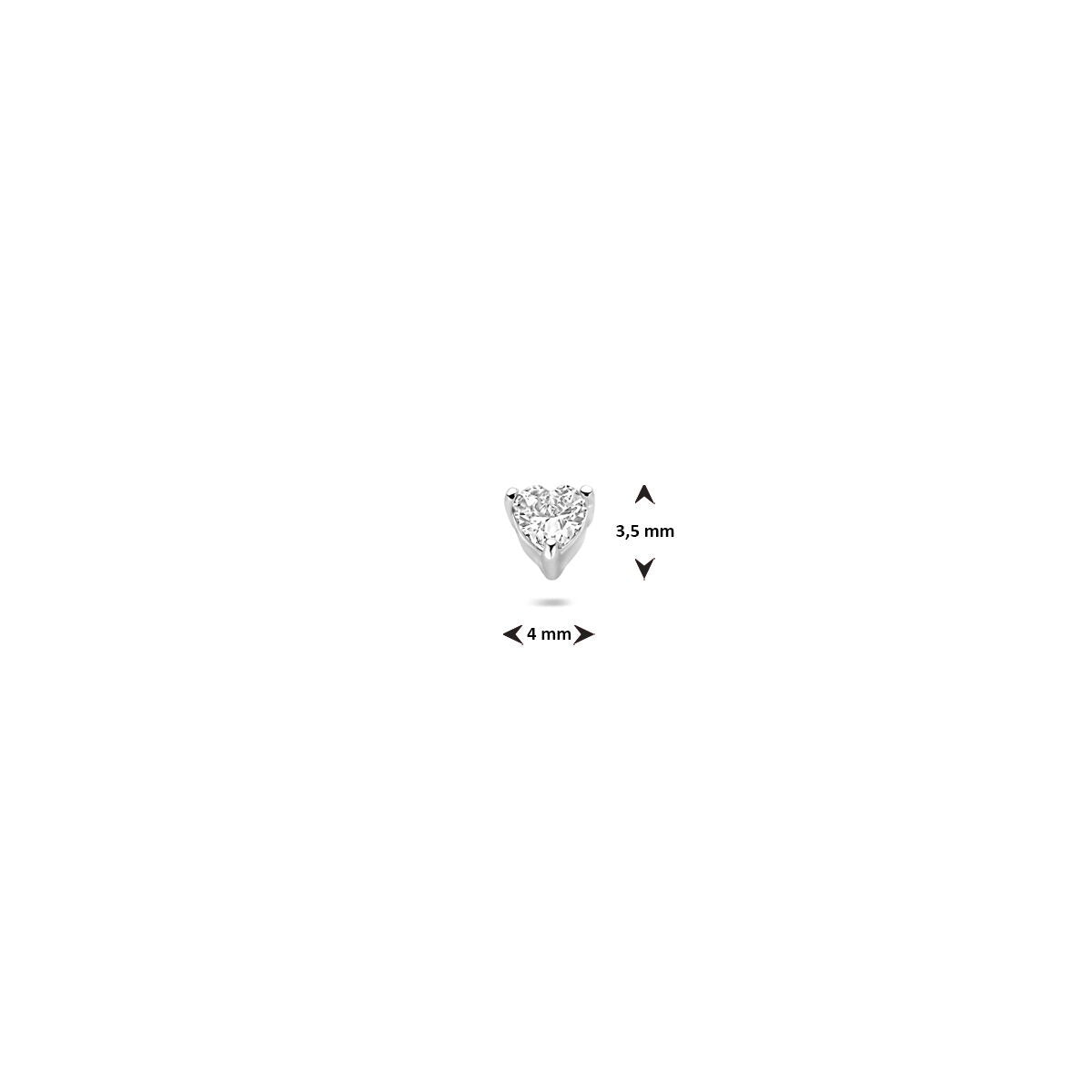 Piercing en Argent Rhodié Plat Arrière avec Zircone