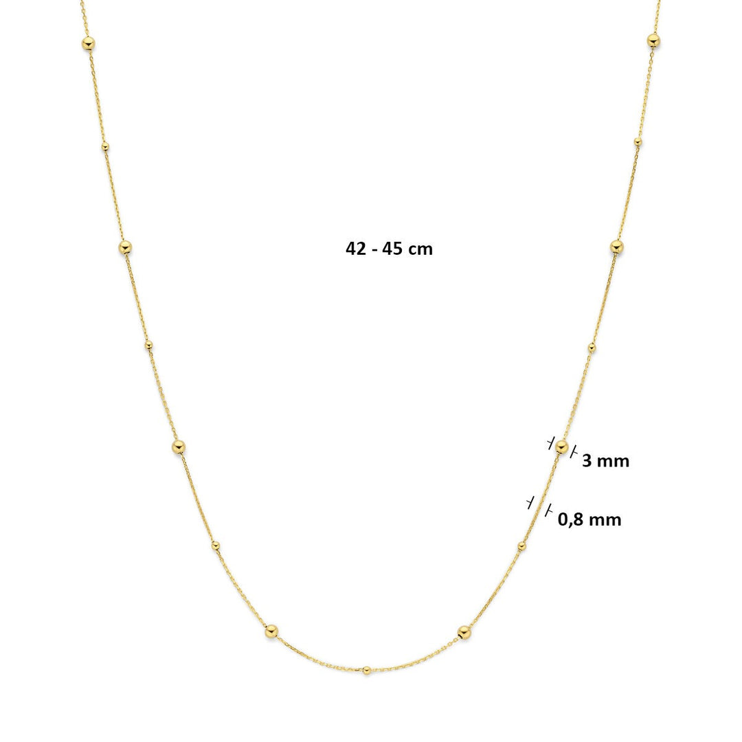 14k Geelgouden collier met bolletjes