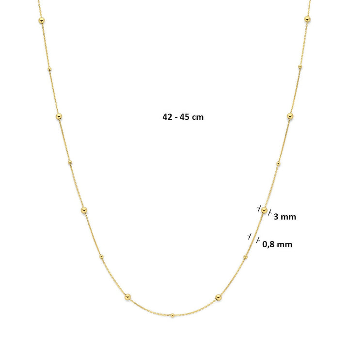 14k Geelgouden collier met bolletjes