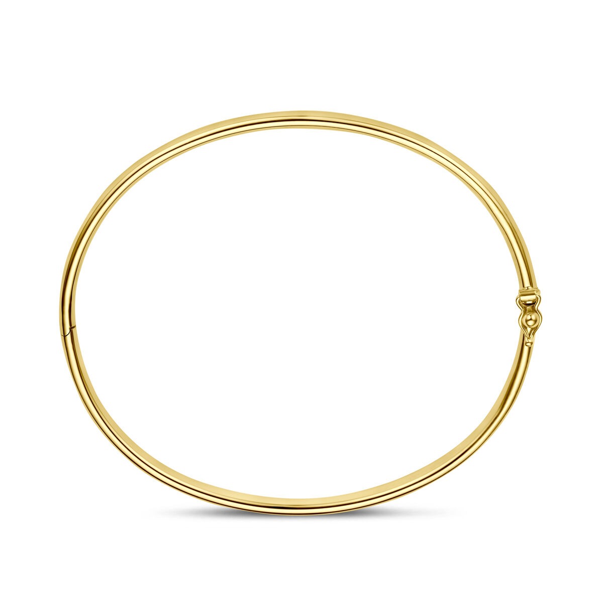 Bracelet bangle en or jaune 9k avec tube ovale et noyau en argent