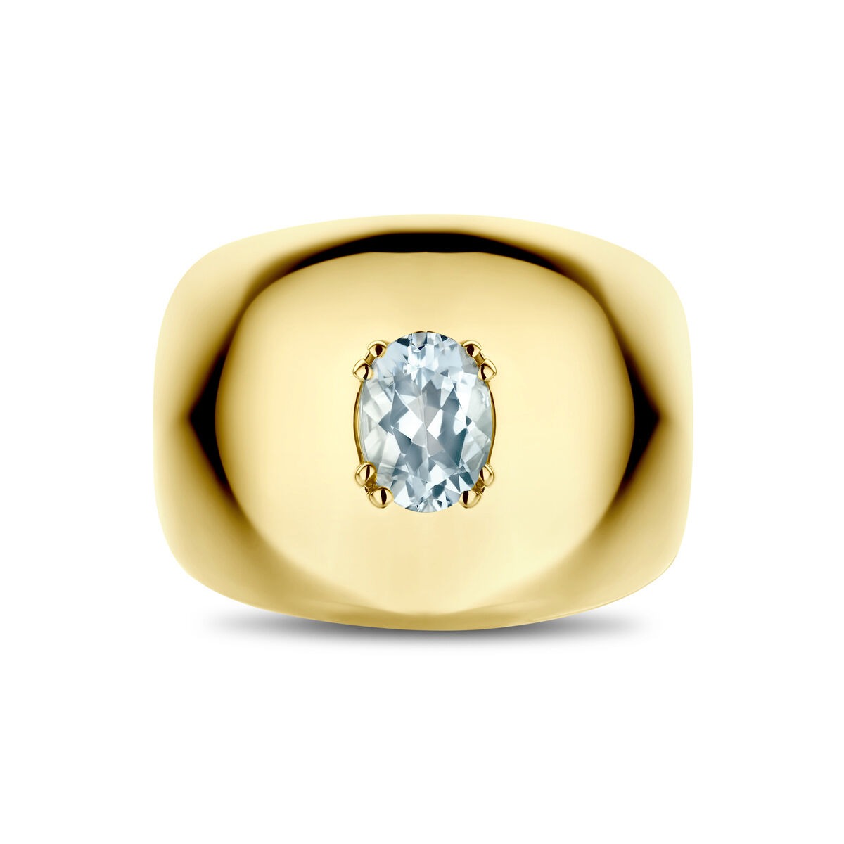 bague en or jaune 14k avec aquamarine