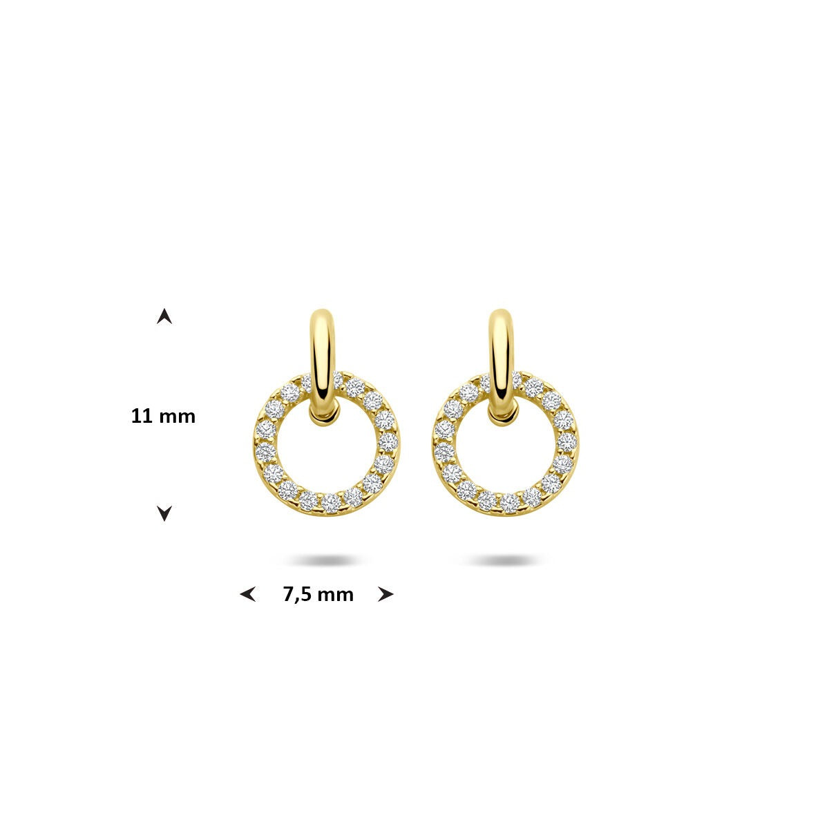 Boucles d'oreilles en or 14k avec zircone – sertissage pavé