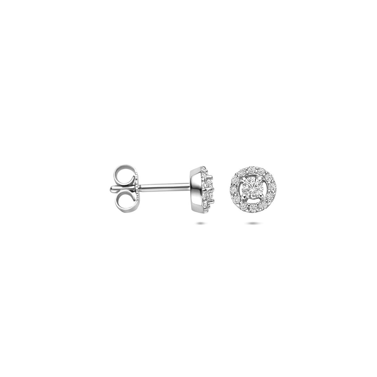 Puces d'oreilles en argent avec zircone – rhodié
