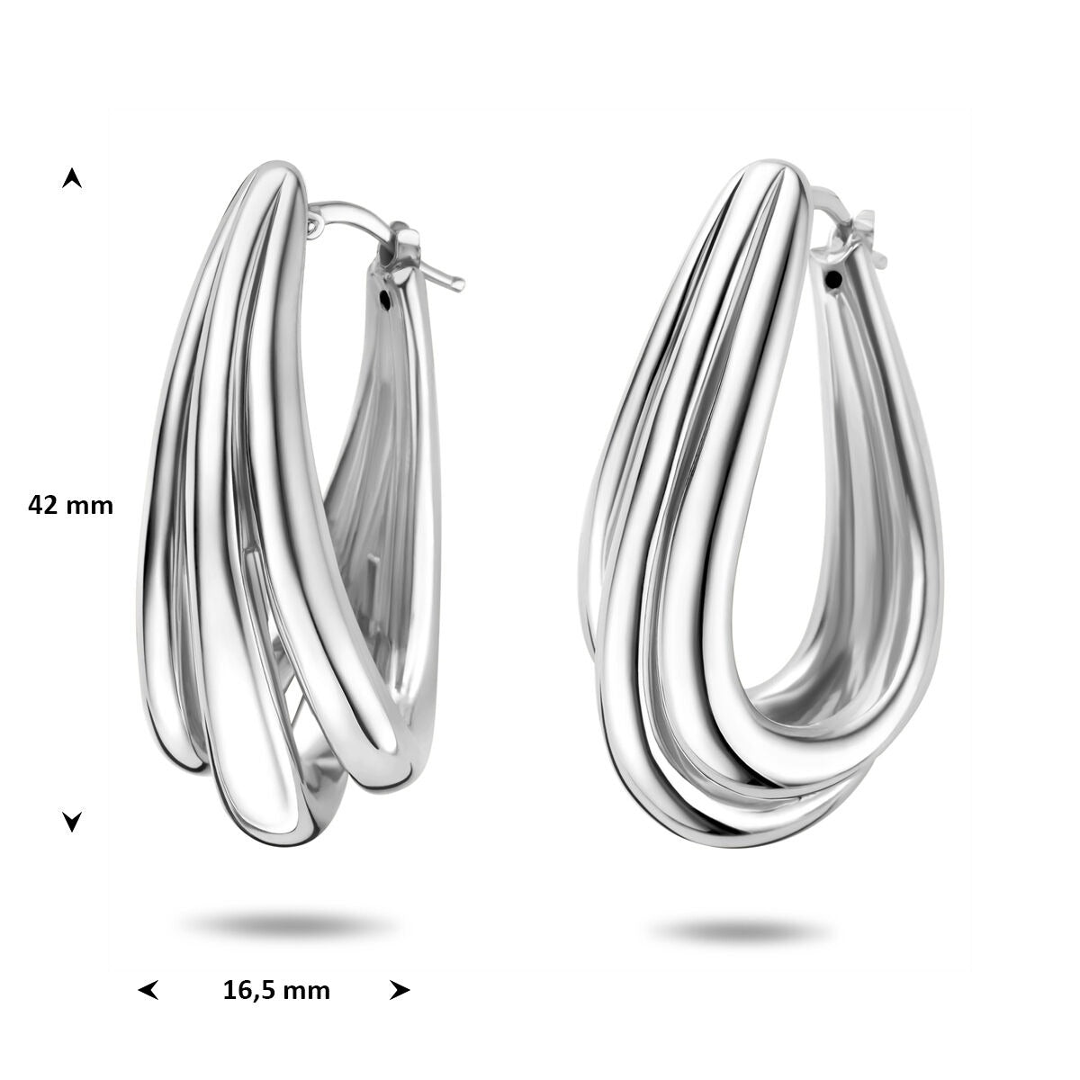 Créoles en Argent 925 Rhodiées 42 x 16,5 mm pour femme