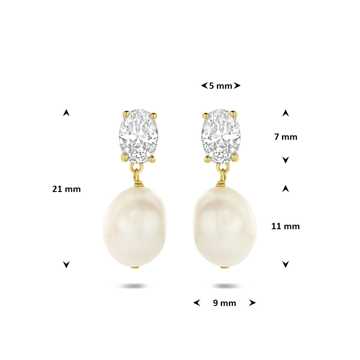 Boucles d'oreilles plaqué or en argent 925 avec perle et zircone