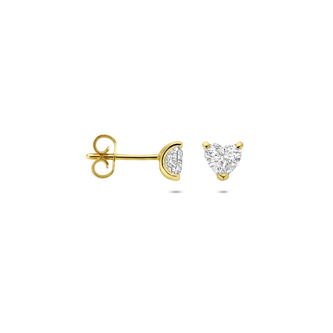 14k Geelgouden oorknopjes met hartvormige lab grown diamant 0.60ct