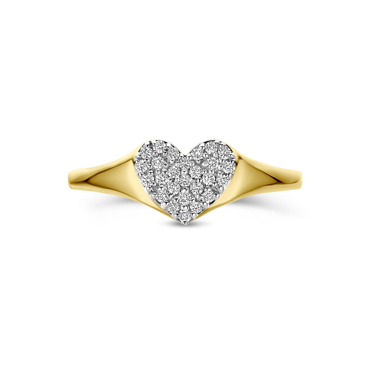 Bague en or jaune 14k avec diamant cultivé en laboratoire 0,12 ct