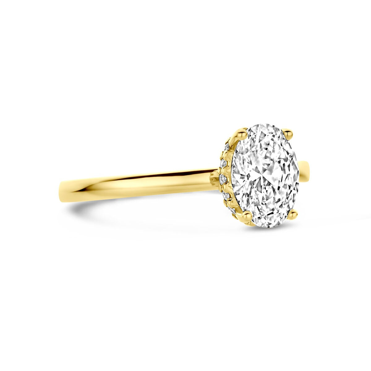 Bague en or jaune 14k avec diamant lab grown ovale