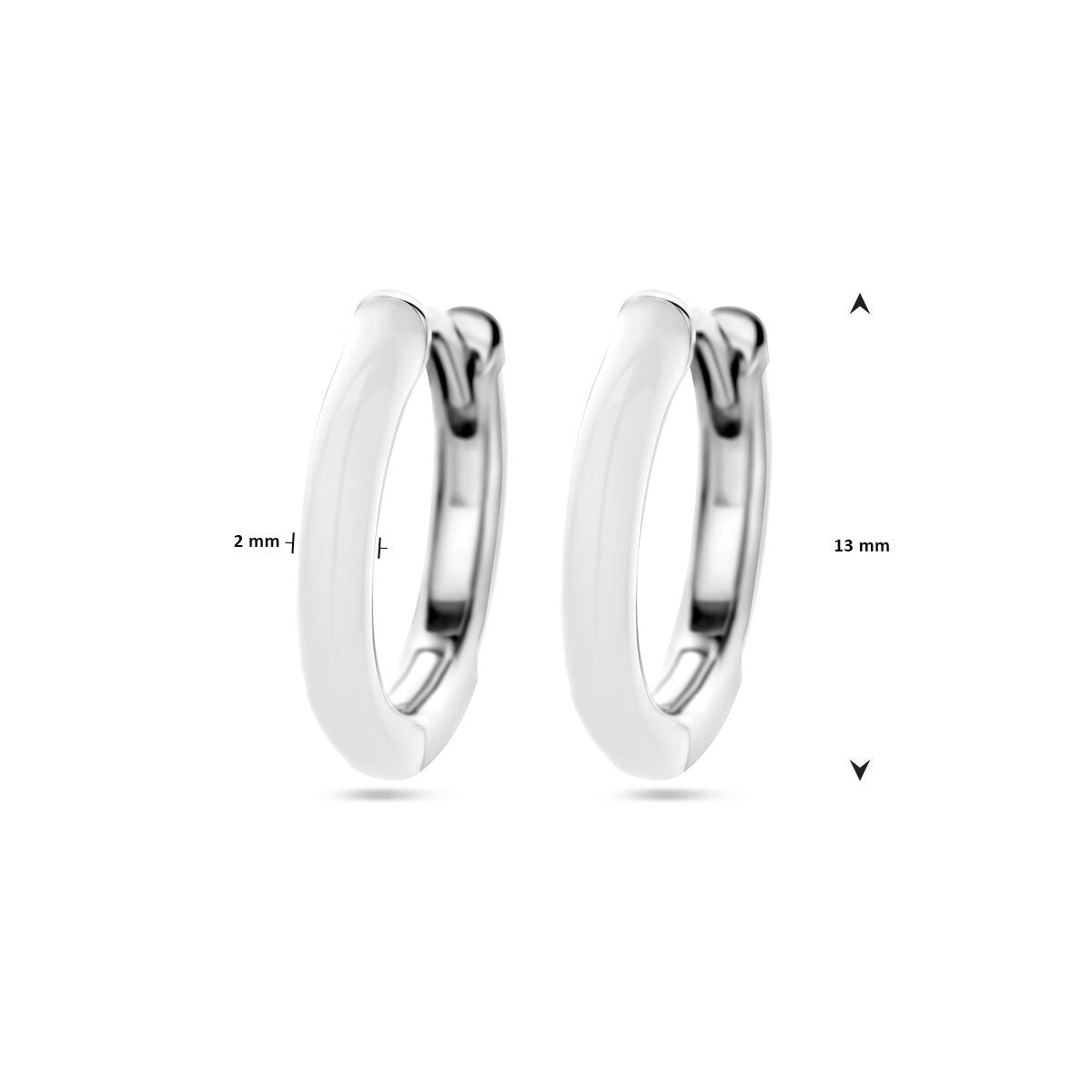 Créoles en argent rhodié avec émail blanc