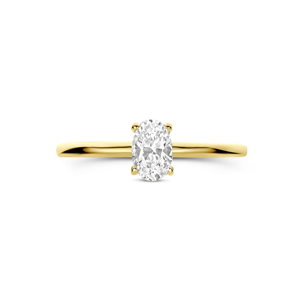 Bague en or avec zircone - taillée ovale, or jaune 9k